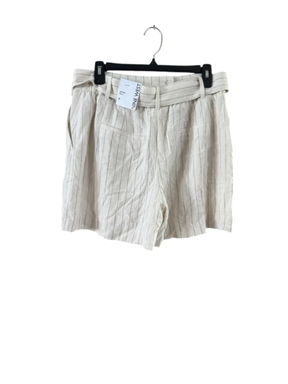 Women's Nine West High Waist Pinstripe Shorts M Beige Black
